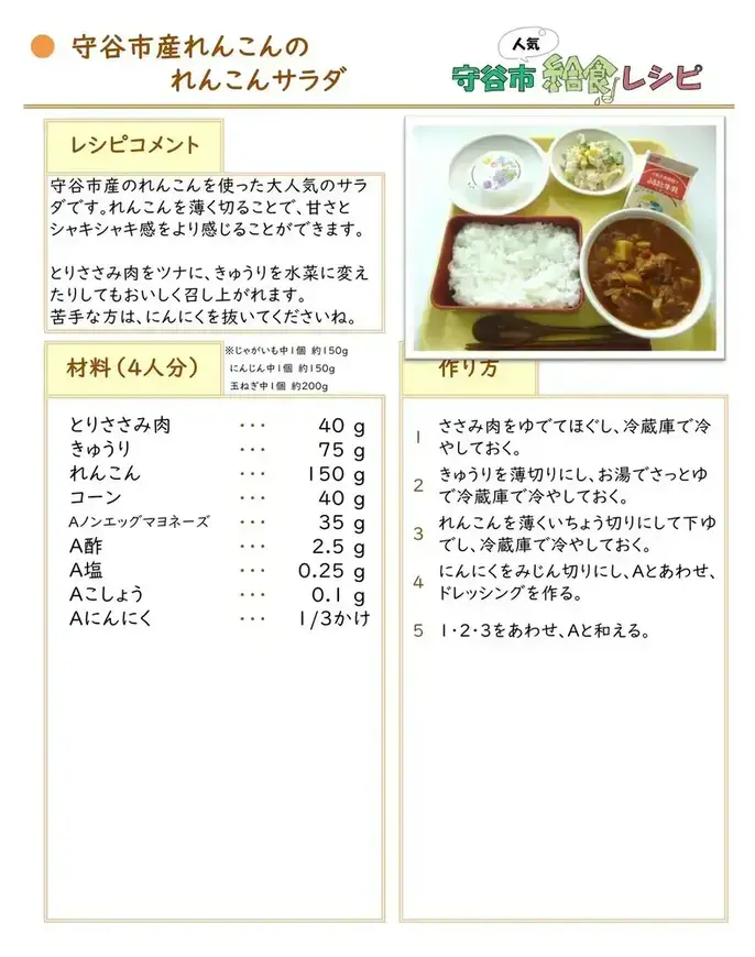 写真：れんこんサラダ　レシピ
