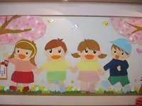 写真：手をつないている壁飾り