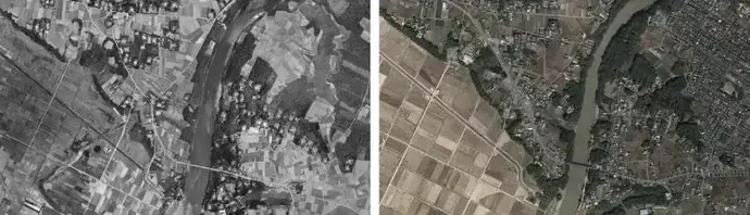 写真:菅生沼地区板戸井農場の比較