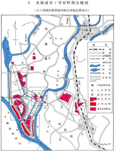 地図:常総市・守谷町の開拓
