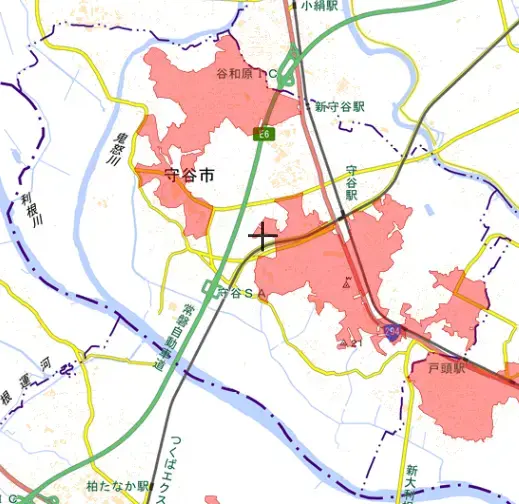 地図:人口集中地区境界図(DID)