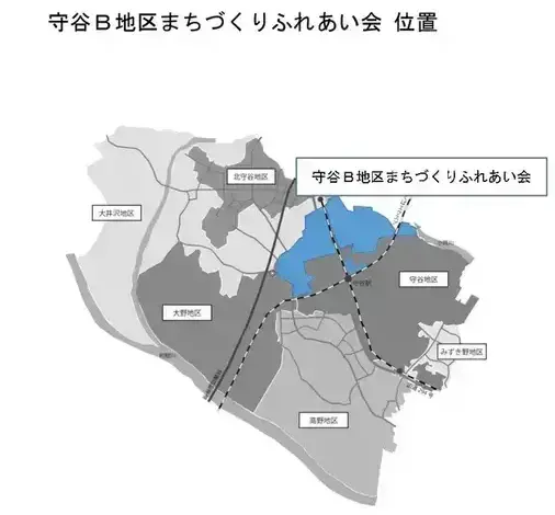 守谷B地区まちづくりふれあい会対象地区（地図画像）