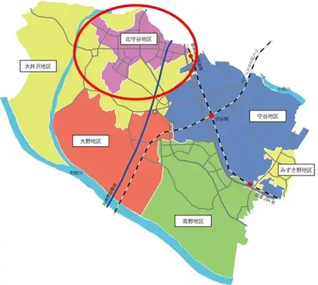 地図：北守谷地区