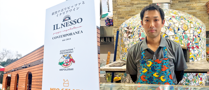 IL NESSOの店舗外観と店主の安藤さんの写真